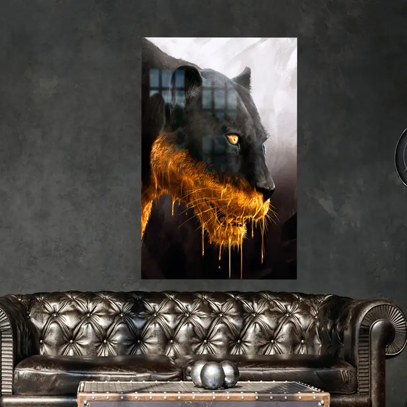 Modern Çiftlik Evi Panter Camı: Çatı Katı Dekoru için Modaya Uygun Baskılı Tasarım