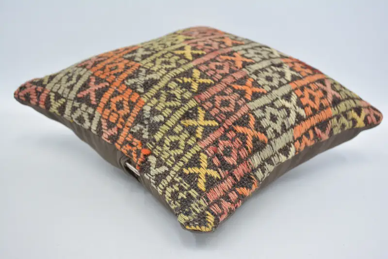 Vintage Kilim Throw Pillow, Car Cushion Case, Turkish Kilim Pillow, Gift Pillow, Pillow Sham, Nautical Throw Cushion, 12x12 Red Pillow Case - 6