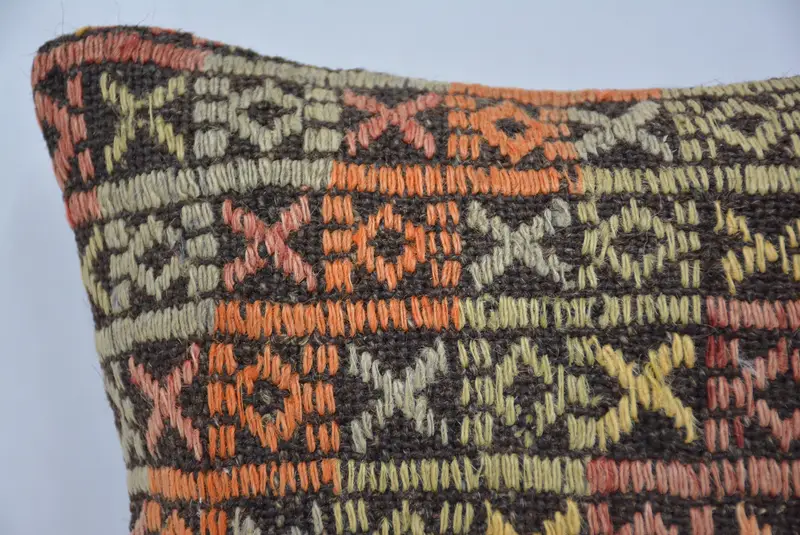 Vintage Kilim Throw Pillow, Car Cushion Case, Turkish Kilim Pillow, Gift Pillow, Pillow Sham, Nautical Throw Cushion, 12x12 Red Pillow Case - 2