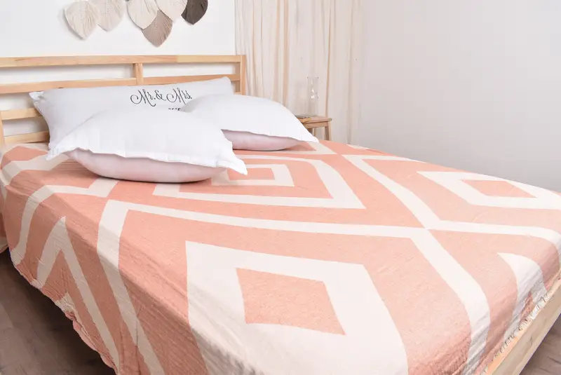 Organic Throw, Employee Gifts, Bridesmaid Gifts, 84x76 Cotton Geometric Towel, Turkish Tablecloth, Boho Throw Blankets, Housewarming Gift - 8