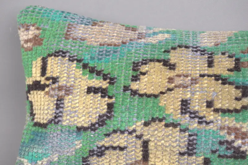 Kilim Pillow, Outdoor Bolster Cushion Cover, Interior Designer Pillow, 8x16 Green Cushion, Oriental Cushion Cover, Cushion, Gift Pillow - 5