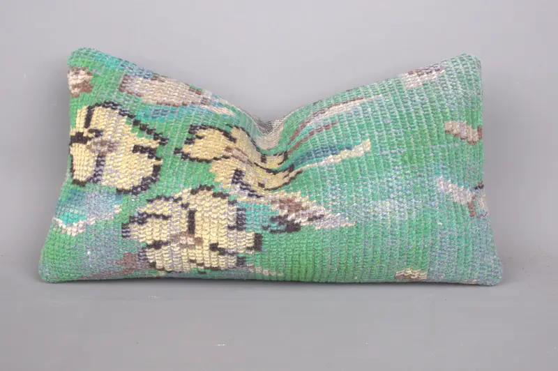 Kilim Pillow, Outdoor Bolster Cushion Cover, Interior Designer Pillow, 8x16 Green Cushion, Oriental Cushion Cover, Cushion, Gift Pillow - 1