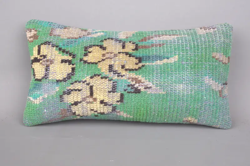 Kilim Pillow, Outdoor Bolster Cushion Cover, Interior Designer Pillow, 8x16 Green Cushion, Oriental Cushion Cover, Cushion, Gift Pillow - 4