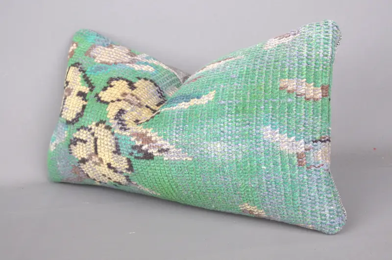 Kilim Pillow, Outdoor Bolster Cushion Cover, Interior Designer Pillow, 8x16 Green Cushion, Oriental Cushion Cover, Cushion, Gift Pillow - 3