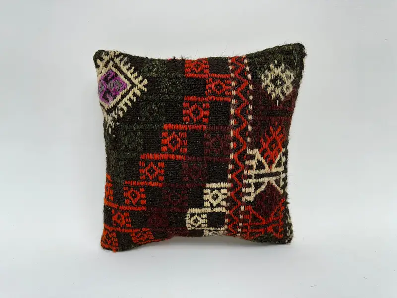 Pillow Sham, Kilim Cushion Sham, Luxury Pillow Sham, Throw Kilim Pillow, Outdoor Cushion, Interior Designer Pillow, 12x12 Brown Cushion - 1