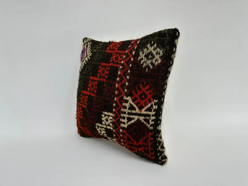 Pillow Sham, Kilim Cushion Sham, Luxury Pillow Sham, Throw Kilim Pillow, Outdoor Cushion, Interior Designer Pillow, 12x12 Brown Cushion - 4