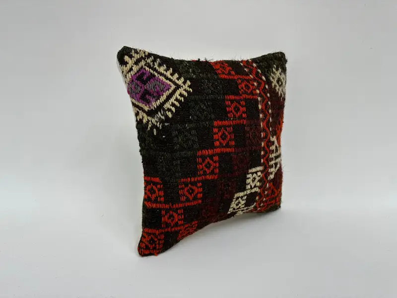 Pillow Sham, Kilim Cushion Sham, Luxury Pillow Sham, Throw Kilim Pillow, Outdoor Cushion, Interior Designer Pillow, 12x12 Brown Cushion - 3