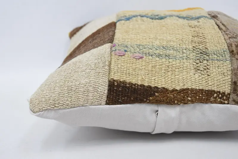 Handmade Throw Pillow Sham, Pillow Sham, Handmade Kilim Cushion, 14x14 Beige Cushion Case, Lounge Throw Pillow Sham, Turkish Pillow, Gift Pillow - 5