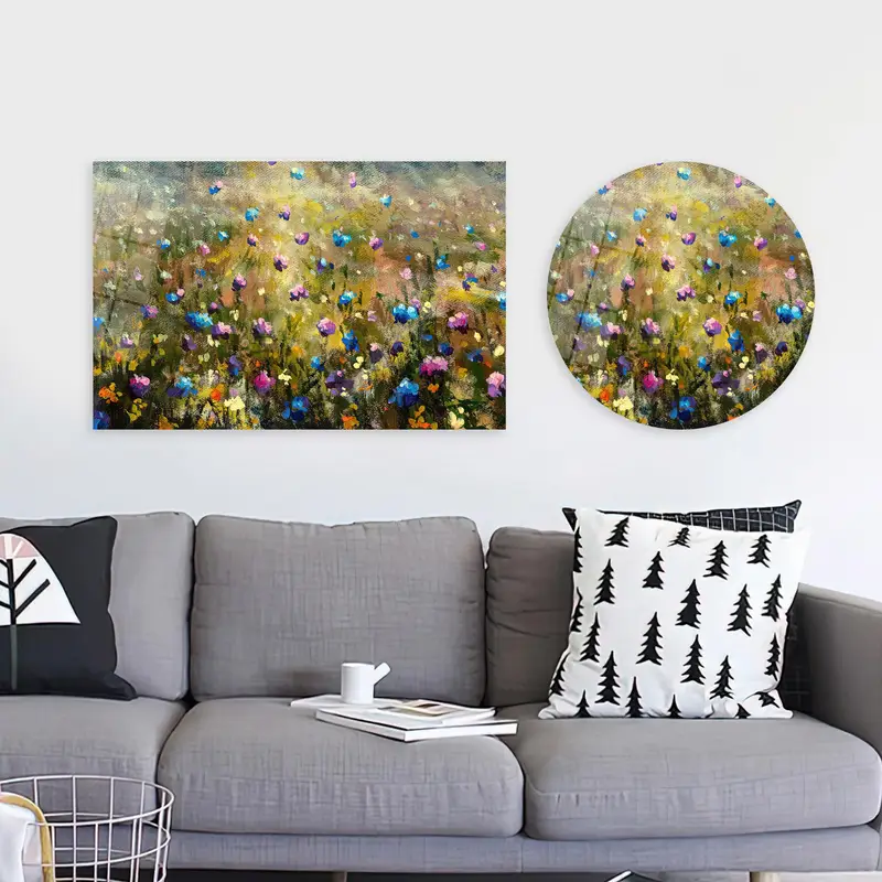 エレガントな花柄キャンバス: 現代自然風景アートプリント