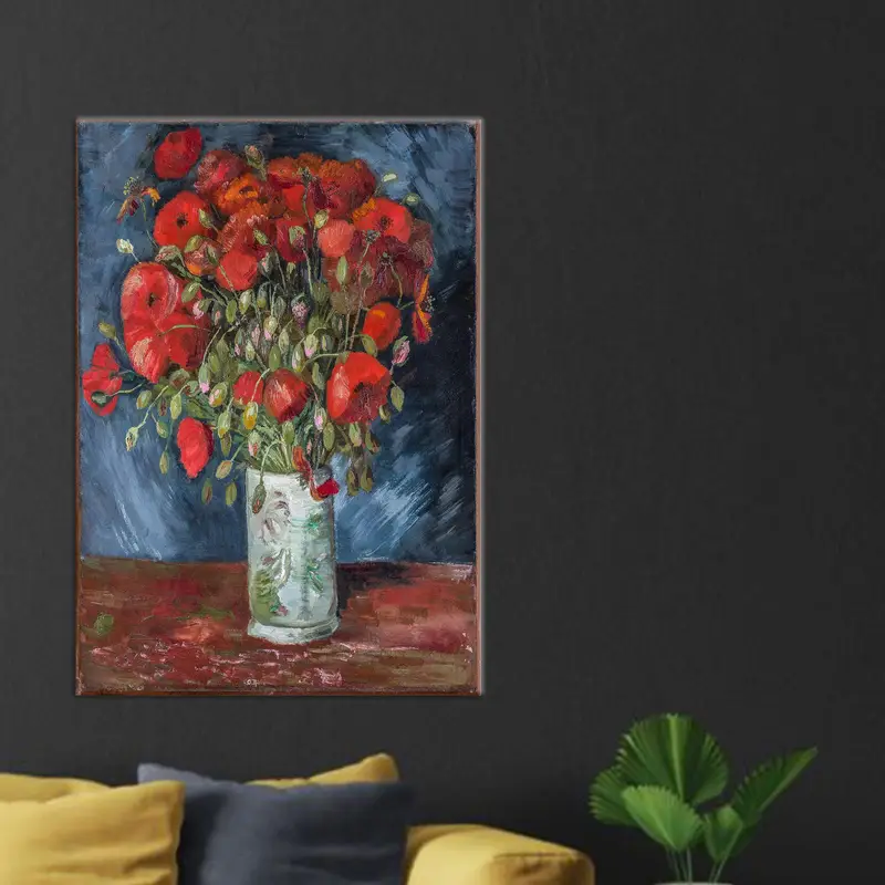 ゴッホのケシの花のキャンバス プリント - 鮮やかなレッド オイル アート