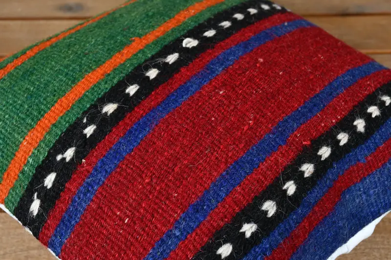 Home Decor Pillow, Throw Kilim Pillow, 12x12 Blue Cushion Cover, Decorative Pillow, Cushion Case, Indoor Pillow Case, Turkish Pillow - 3