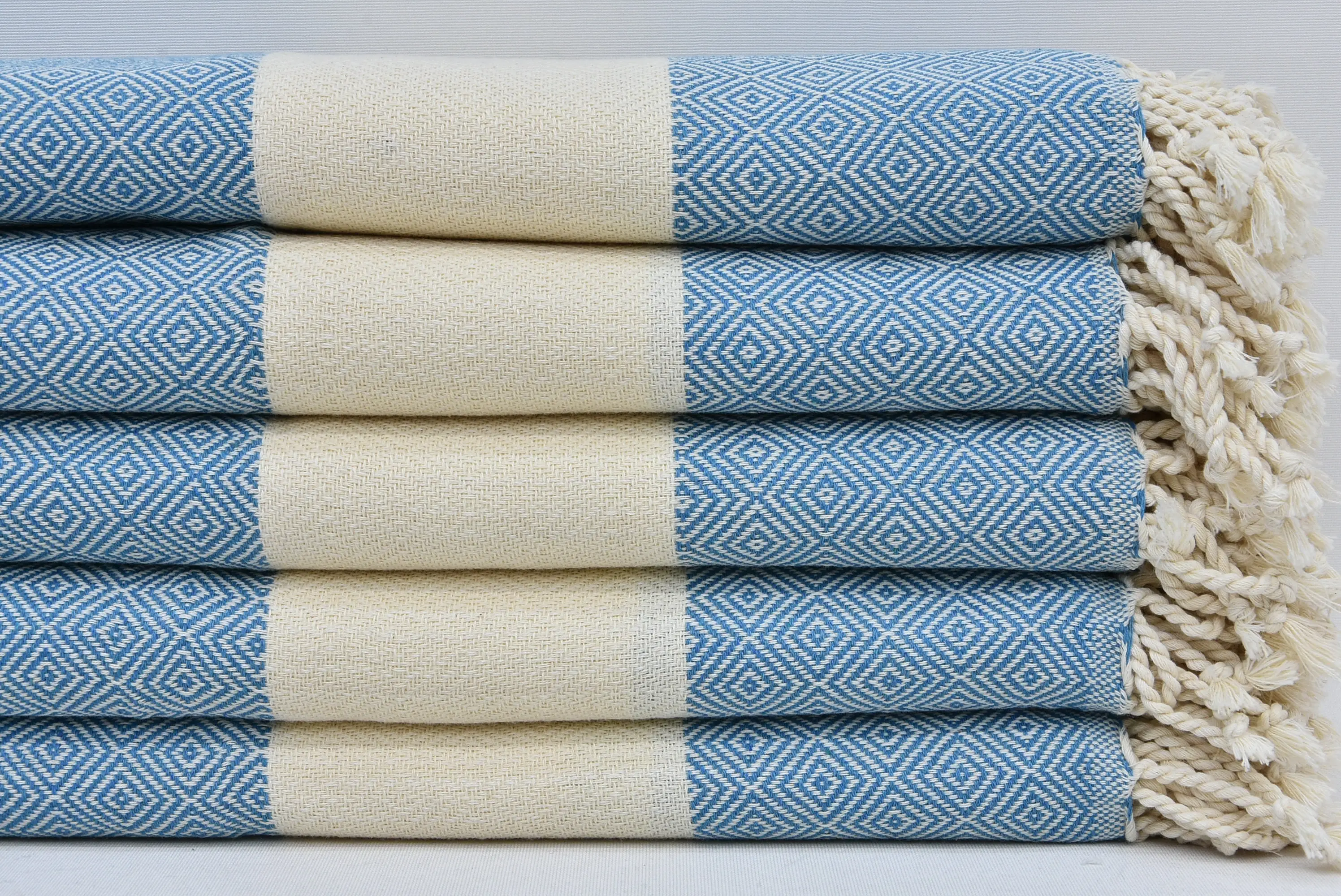 Hand Towel Organic Cotton Petrol Blue Diamond, 18x36 - 1
