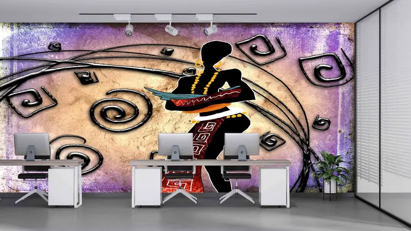Ethnic Woman Wall Art, Abstract Woman Wall Art, African Wall Mural, African Woman Painting Wall Paper, Bright Wall Paper, - 8