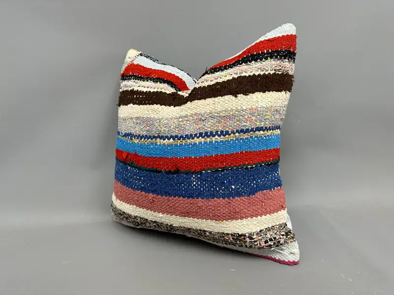 Outdoor Cushion Cover, Hippie Throw Pillow Cover, 20x20 Blue Pillow Cover, Cushion Cover, Home Decor Pillow, Kilim Pillow, Gift Pillow - 3