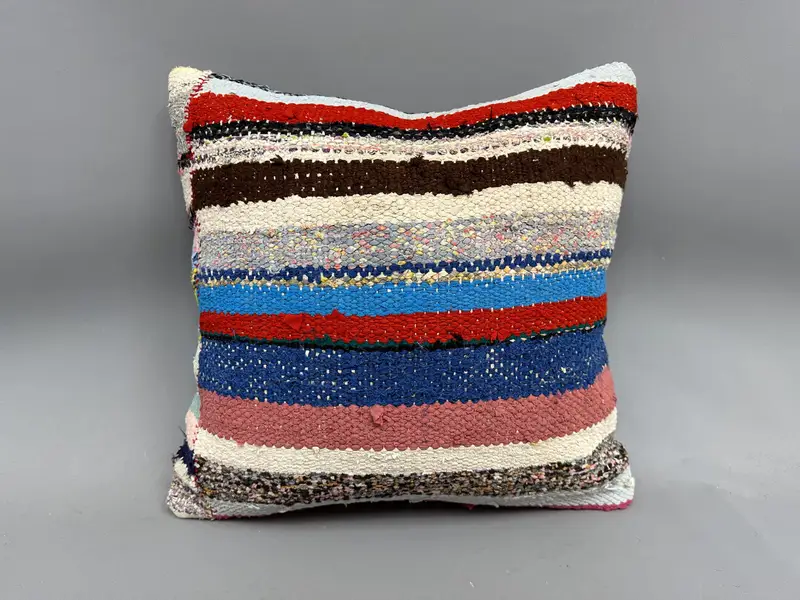 Outdoor Cushion Cover, Hippie Throw Pillow Cover, 20x20 Blue Pillow Cover, Cushion Cover, Home Decor Pillow, Kilim Pillow, Gift Pillow - 4