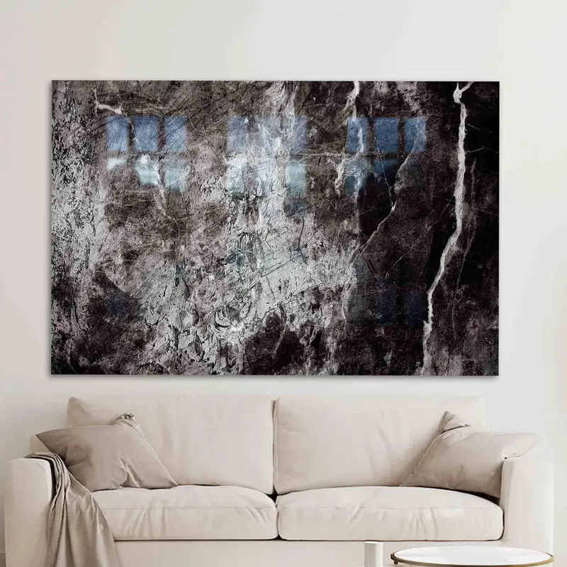 エレガントな黒大理石プリント ガラス: 現代的な石のテクスチャ デザイン