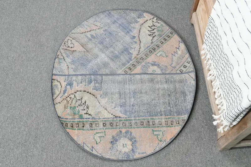 Alfombra Ombré azul, 2,5x2,9 pies con detalles en naranja