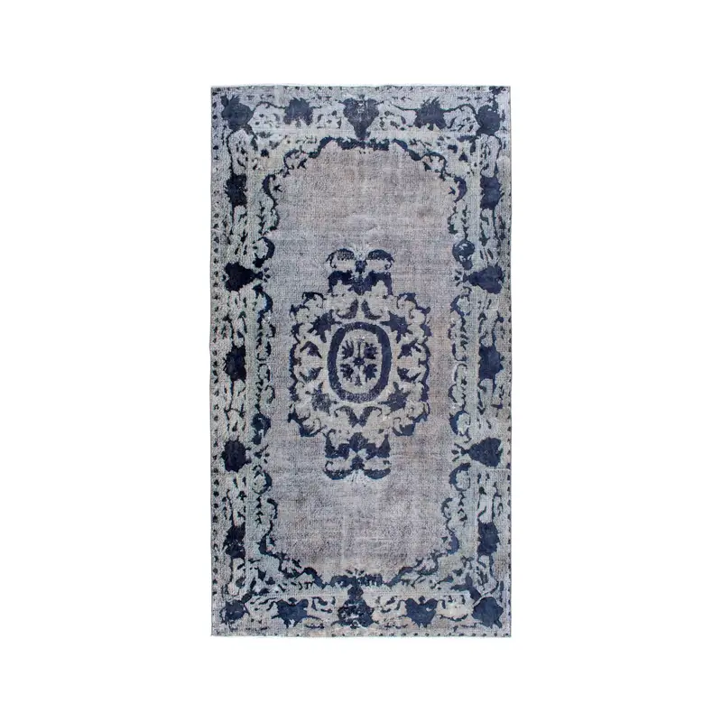Turkish 5.8x11.2 ft Rug, Oushak Vintage Rug, Blue Animal Print Rug Wool - 1