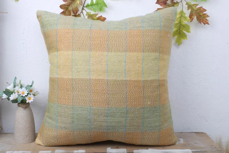 Ethnic Pillow Cover Cushion, Ethnical Kilim Rug Pillow, Home Decor Pillow, Cushion Cover, Throw Kilim Pillow, 20x20 Green Cushion - 2