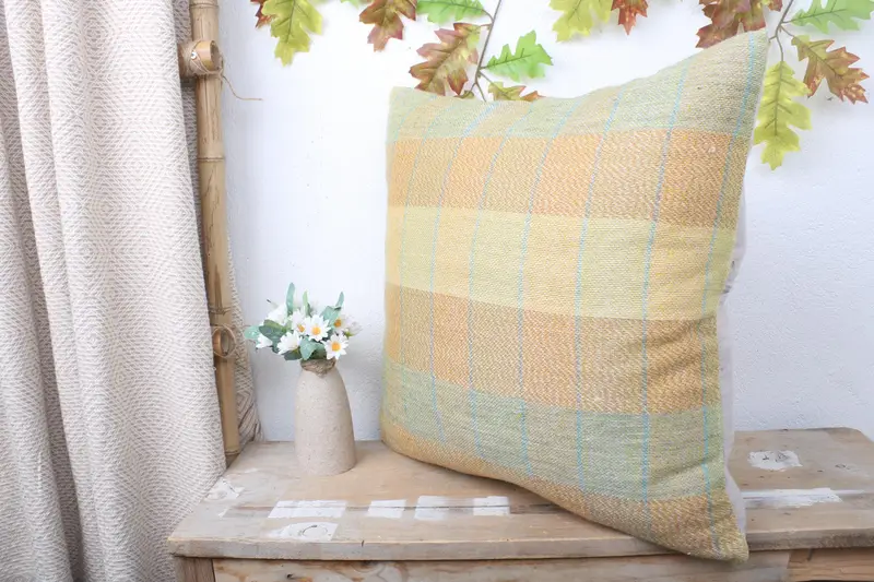 Ethnic Pillow Cover Cushion, Ethnical Kilim Rug Pillow, Home Decor Pillow, Cushion Cover, Throw Kilim Pillow, 20x20 Green Cushion - 4