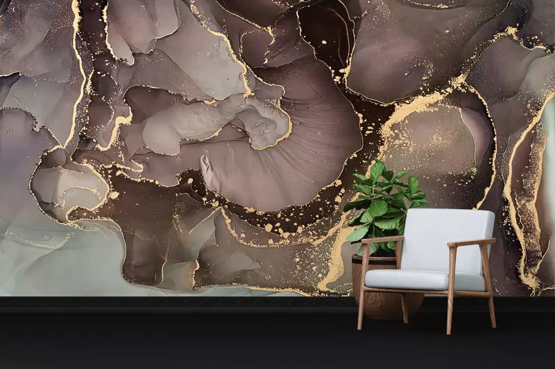 Zarif Baskılı Duvar Kağıdı: Lüks Mermer, Çağdaş Pırıltılı Tasarım