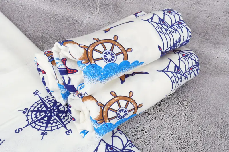 Custom Beach Towel, Valentines Day Gift, Monogrammed Turkish Towel, Sand-resistant towel, 70x40 Cotton Ship Patterned Towel, Turkish towel - 8