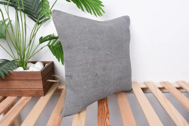 16x16 Gray Pillow Cover, Couch Cushion, Oriental Cushion, Couch Pillow Case, Boho Pillow, Kilim Pillow, Pillow, Kilim Cushion Sham, Ethnic Cushion - 4