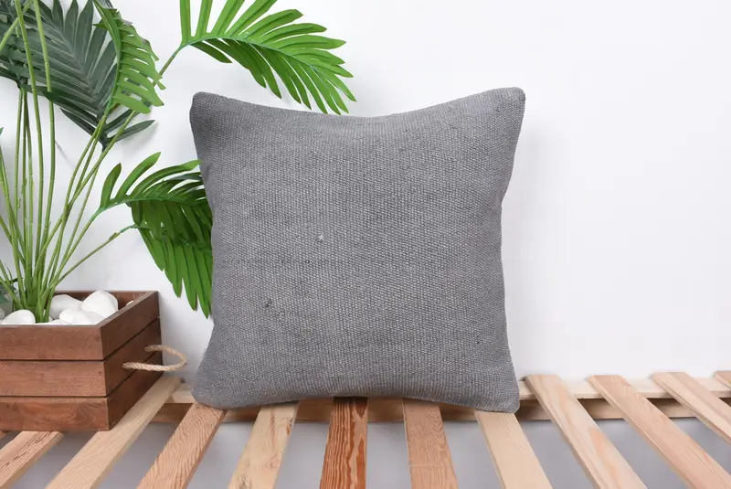 16x16 Gray Pillow Cover, Couch Cushion, Oriental Cushion, Couch Pillow Case, Boho Pillow, Kilim Pillow, Pillow, Kilim Cushion Sham, Ethnic Cushion - 1