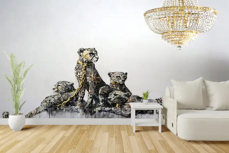 Modern Wall Paper,Banksy Cheetah Wall Art,Street Wall Decor,Wall Paper Peel and Stick,Paper Wall Art ,Leopard Wall Art, - 7