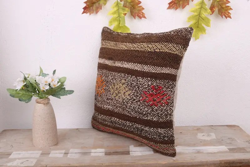 14x14 Red Cushion Case, Home Decor Pillow, Ethnic Throw Pillow, Throw Kilim Pillow, Crochet Pattern Cushion Cover, Pillow Sham, Turkish Kilim Pillow - 4