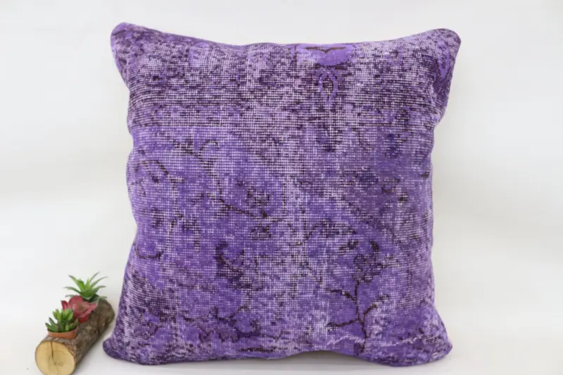 28x28 Purple Pillow Sham, Throw Kilim Pillow, Turkish Bench Pillow Cover, Turkish Bench Cushion, Pillow for Sofa, Turkish Kilim Pillow, Pillow Case - 1