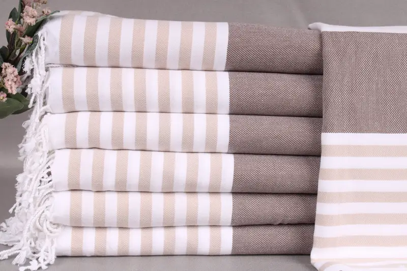 Personalized Beach Towel Custom Turkish Cotton, Brown-Beige, 40x71 Inches