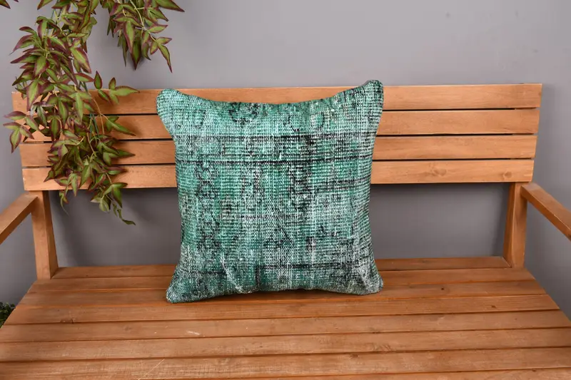 Ethnical Kilim Rug Pillow, Cushion, Gift Pillow, Outdoor Pillow Sham, Kilim Pillow, 20x20 Green Cushion Case, Handwoven Pillow Cover Pillow Cover - 6