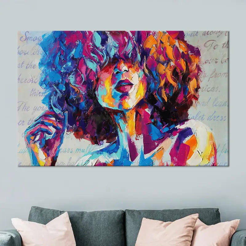 Modern African Woman Canvas: Trendy Abstract Art for Girl Room