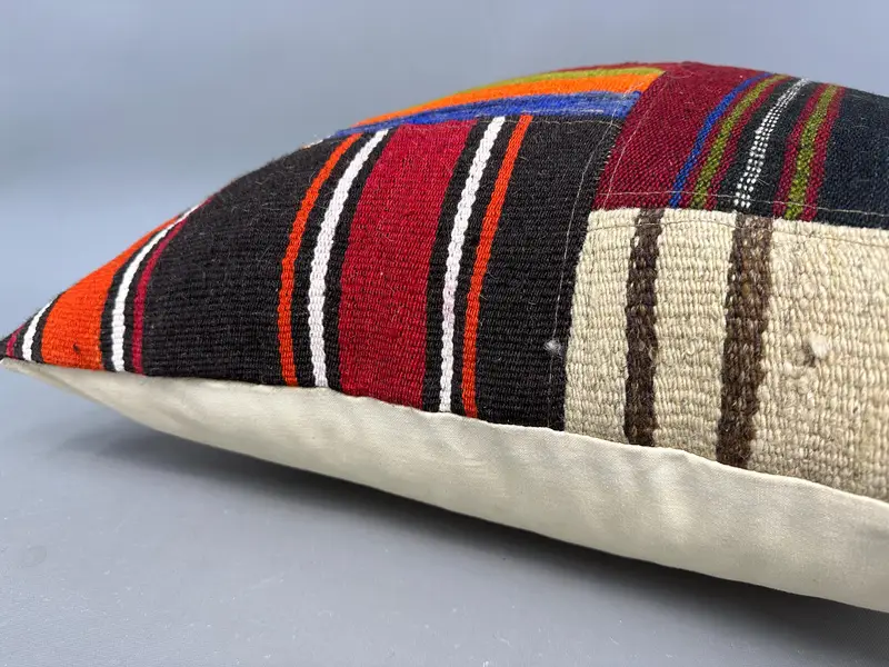 Vintage Pillow, Vintage Kilim Pillow, Handmade Kilim Cushion, Neutral Pillow, 24x24 Beige Pillow Cover, Pillow Cover, Kilim Rug Pillow Case - 6