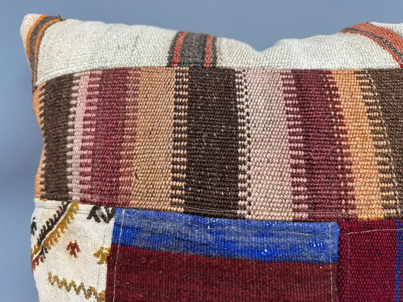 Vintage Pillow, Vintage Kilim Pillow, Handmade Kilim Cushion, Neutral Pillow, 24x24 Beige Pillow Cover, Pillow Cover, Kilim Rug Pillow Case - 5