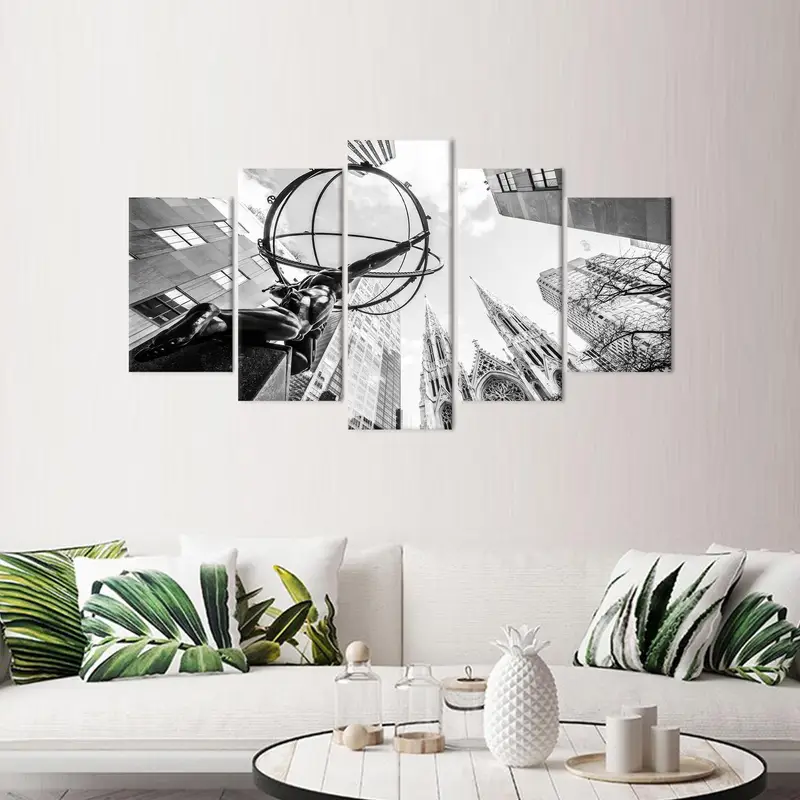 New York Canvas Decor, City Landscape, NY, Cityscape, Atlas Statue Art, City Canvas Art, Wall Hanging Art, Canvas Wall Art, Modern Canvas - 4