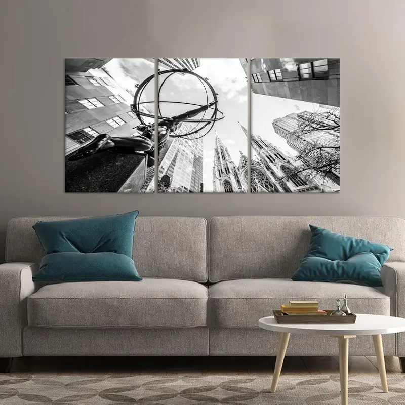 New York Canvas Decor, City Landscape, NY, Cityscape, Atlas Statue Art, City Canvas Art, Wall Hanging Art, Canvas Wall Art, Modern Canvas - 2
