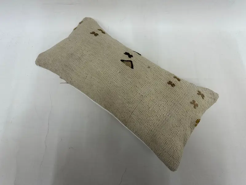 Turkish Bench Pillow Case, Turkish Kilim Pillow, 10x20 Beige Pillow Cover, Cushion Cover, Antique Pillows, Handmade Kilim Cushion - 6