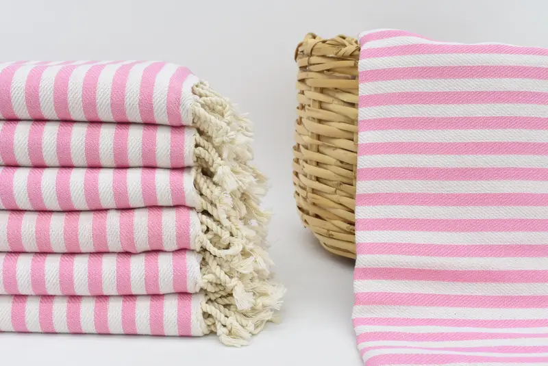 Personalized Turkish Light Pink Striped Beach Towel, 70x40 Inches