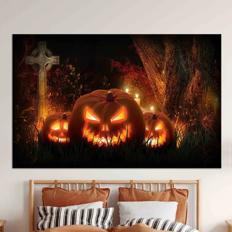 Unheimlicher Kürbis-Horror: Bedruckte Leinwand für Halloween-Party-Dekoration