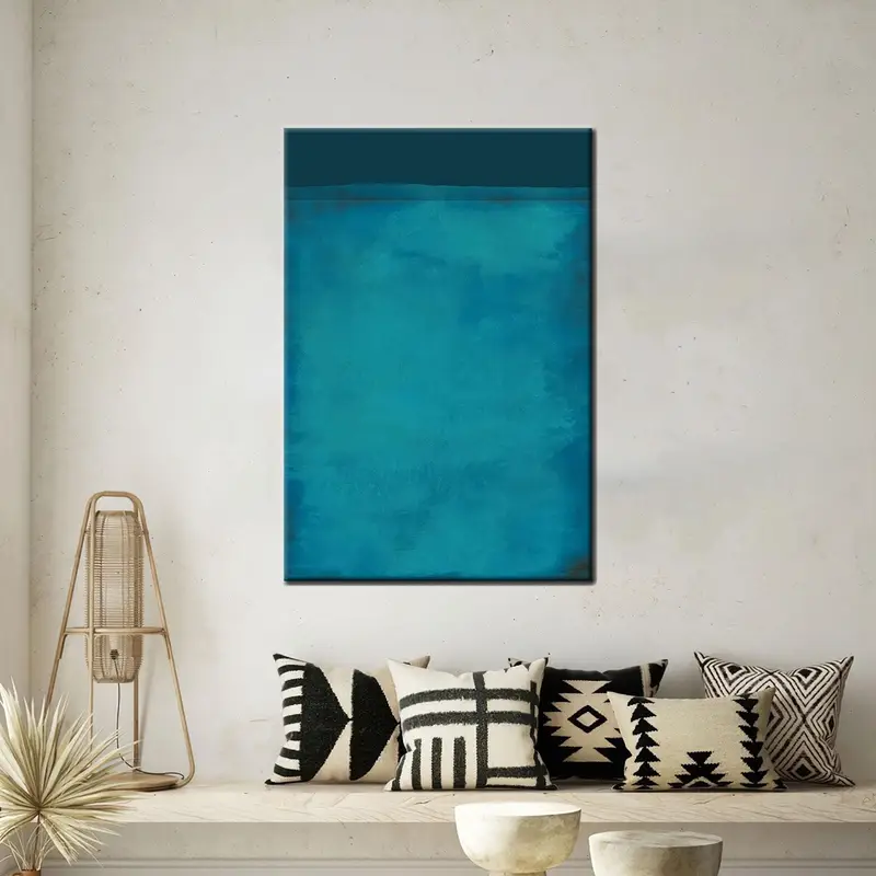 Moderne türkisfarbene abstrakte Leinwand – minimalistischer, eleganter Kunstdruck