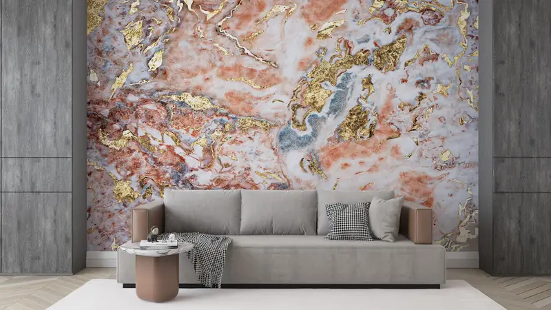 Soft Tones Marble Wall Art, Paper Wall Art, Modern Mural, Wall Paper Peel and Stick, Bright Wall Paper, Alcohol Ink Wall Decor, - 4
