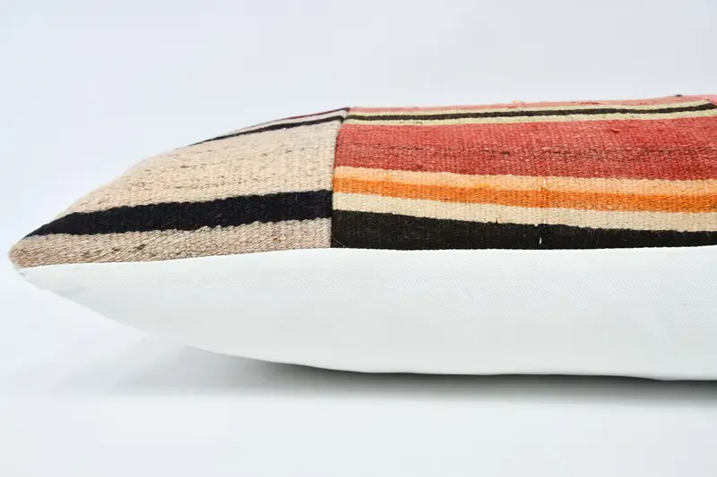 Vintage Kilim Throw Pillow, Ethnical Kilim Rug Pillow, 16x36 Pink Pillow Sham, Cushion Cover, Designer Throw Pillow Cover, Pillow for Sofa - 5