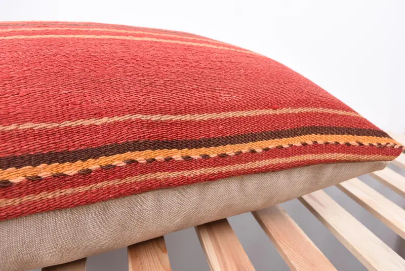 Art Deco Cushion Cover, Interior Designer Pillow, Kilim Pillow, Pillow, 20x28 Red Cushion, Armchair Pillow Case, Turkish Kilim Pillow - 7