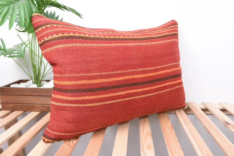 Art Deco Cushion Cover, Interior Designer Pillow, Kilim Pillow, Pillow, 20x28 Red Cushion, Armchair Pillow Case, Turkish Kilim Pillow - 4