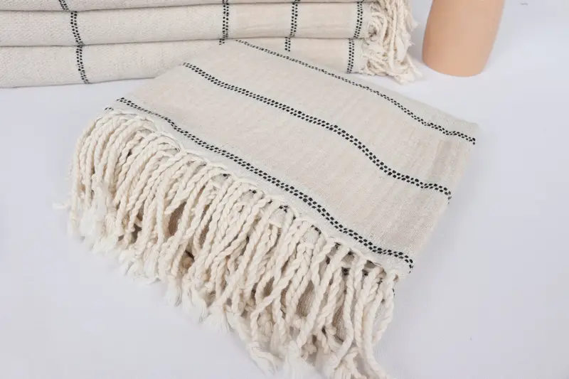 Summer Gift, Monogram Turkish Towel, Embroidery Towels, 70x40 Linen Striped Towel, Large Turkish Towel, Turkish Beach Towel Bulk, Scarf Towel - 5