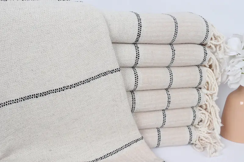 Summer Gift, Monogram Turkish Towel, Embroidery Towels, 70x40 Linen Striped Towel, Large Turkish Towel, Turkish Beach Towel Bulk, Scarf Towel - 1