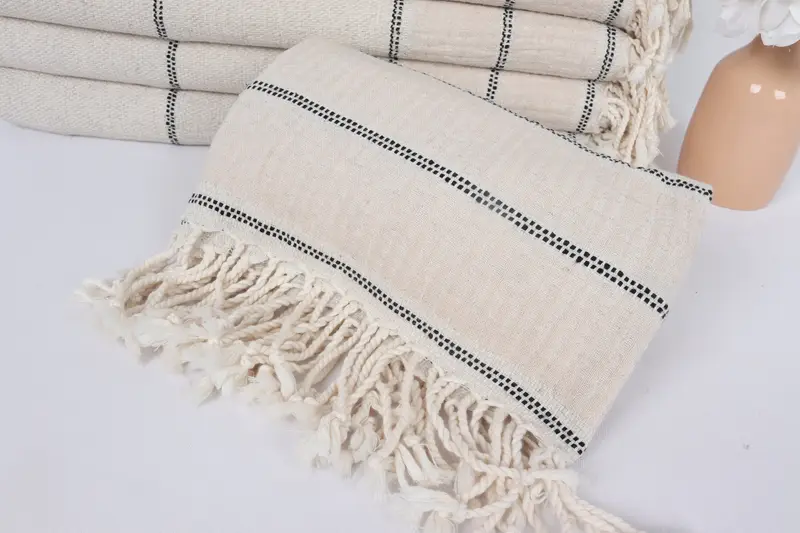 Summer Gift, Monogram Turkish Towel, Embroidery Towels, 70x40 Linen Striped Towel, Large Turkish Towel, Turkish Beach Towel Bulk, Scarf Towel - 4