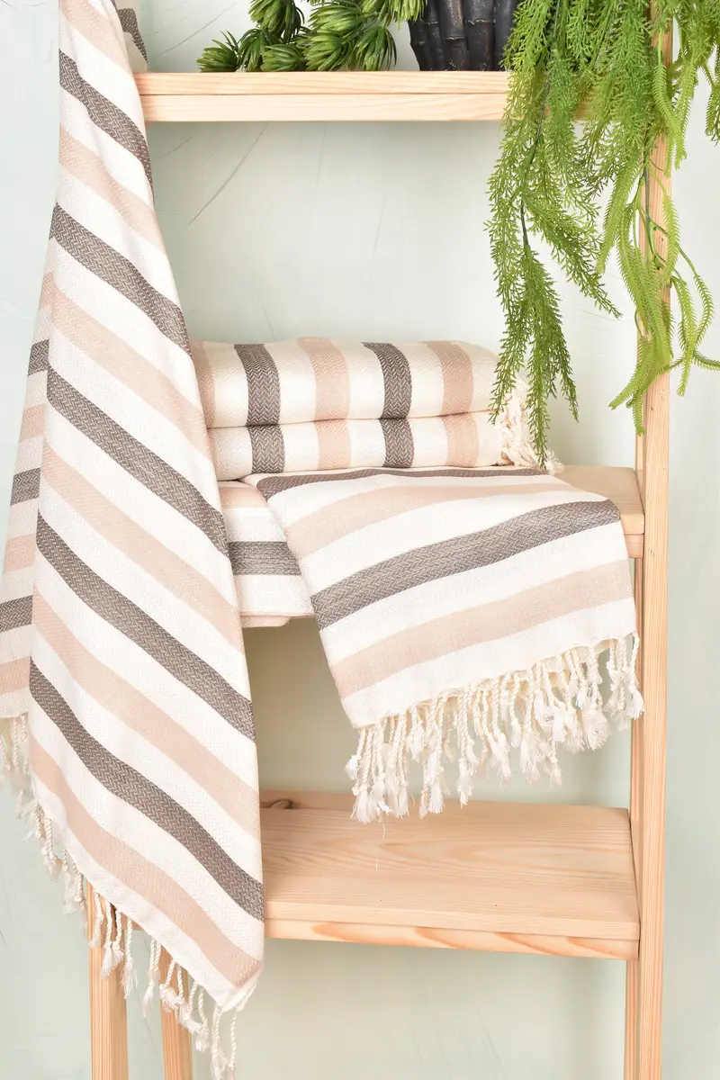 68x40 Cotton Striped Towel, Best Friend Christmas Gift, Bachelorette Party Gifts, Wedding Anniversary Gift, Embroidered Towel, Hammam towel - 6